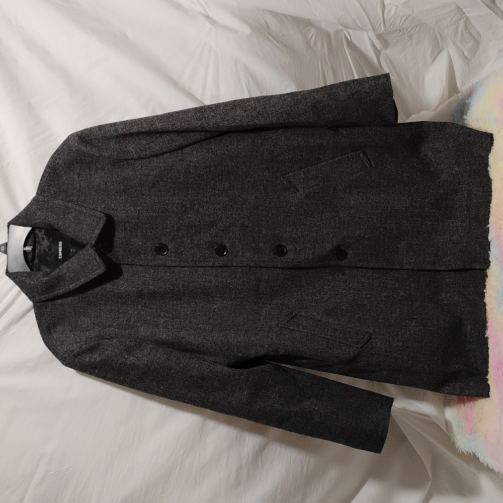 (X-81) SALE! NWOT Express Mens Wool Blend Long Coat Sz.L